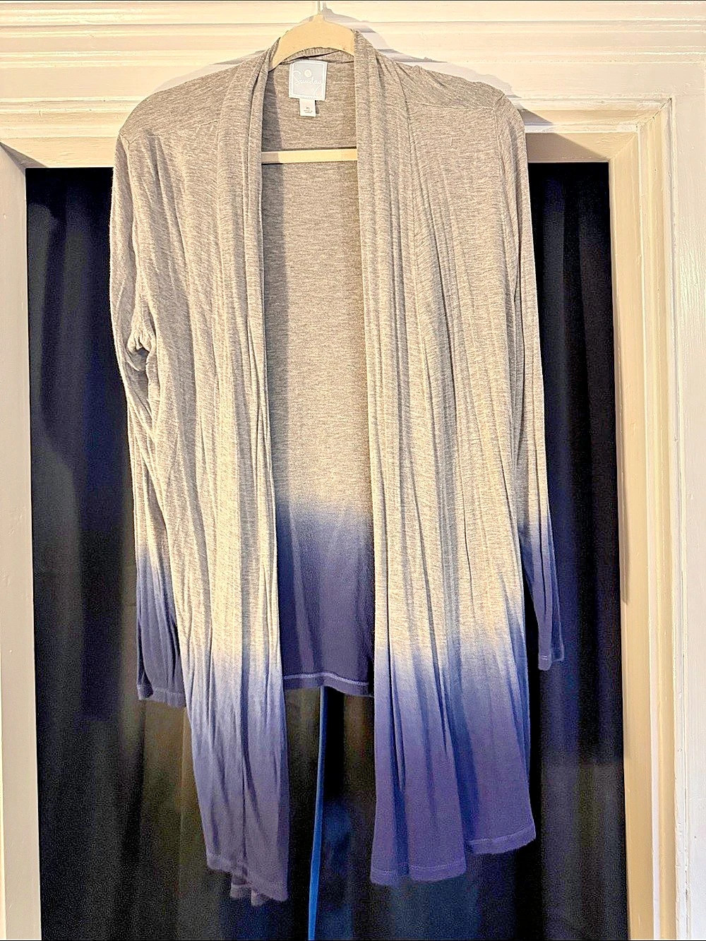 Sunday Ombre Open Front Cardigan in Gray & Blue XL